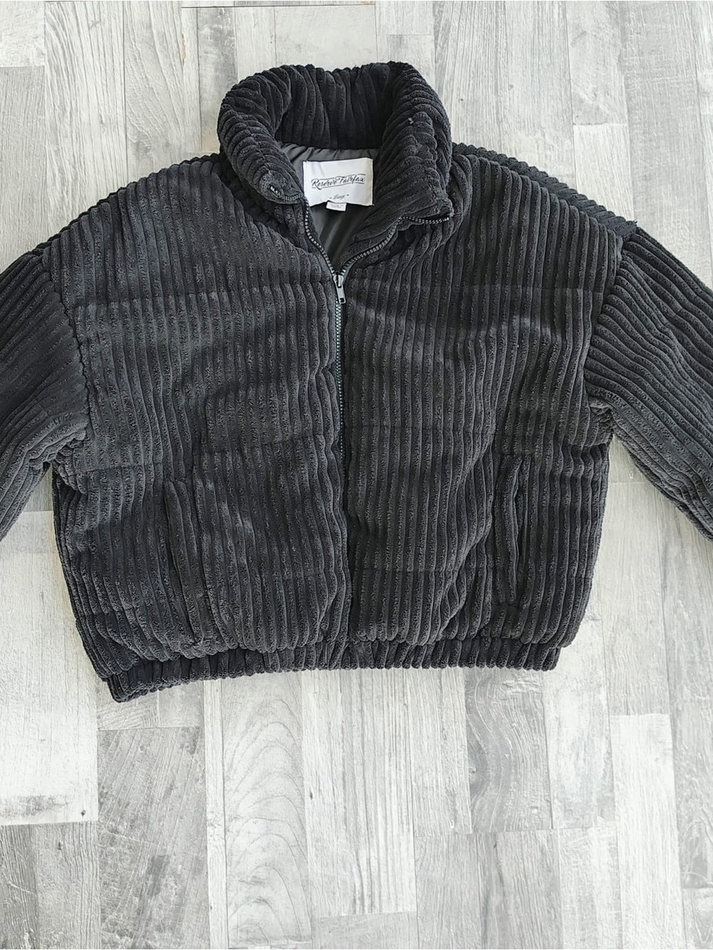 Rachel Pally Black Ribbed Plush Zip Jacket